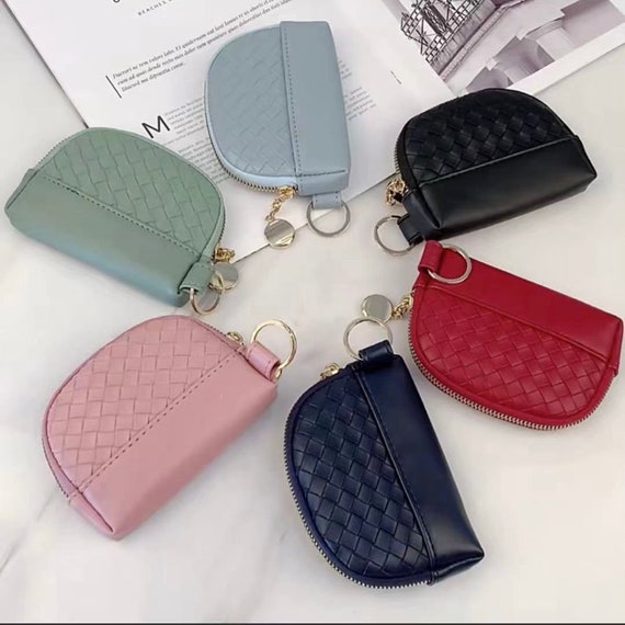 Fashion Women Woven Colorful Coin Purse Pu Leather Coin Purse Bags