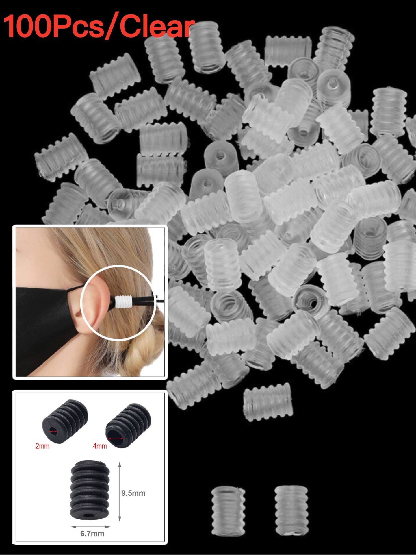 thumbnail image 2 of 100Pcs Cord Lock Toggles For Drawstrings Elastic Cord Adjuster Non Slip Stopper Elastic Adjustment Buckle Soft Plastic Accessories 2 of 9