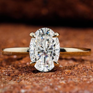 2.0 CT Oval Cut Moissanite Engagement Ring Oval Solitaire Moissanite Ring 14k Solid Gold Ring Anniversary Gift Ring Bridal Ring Daily Ring