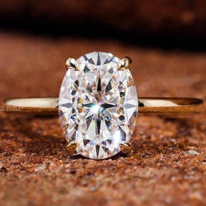 3.5 CT Oval Cut Moissanite Engagement Ring, Oval Solitaire Moissanite Ring 14k Solid Gold Ring Anniversary Gift Ring Bridal Ring Daily Ring