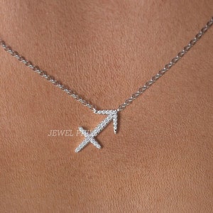 Sagittarius Zodiac Sign Diamond Necklace Unique Gold Diamond Celestial Necklace Sagittarius Zodiac Sign Pendant Sagittarius Necklace