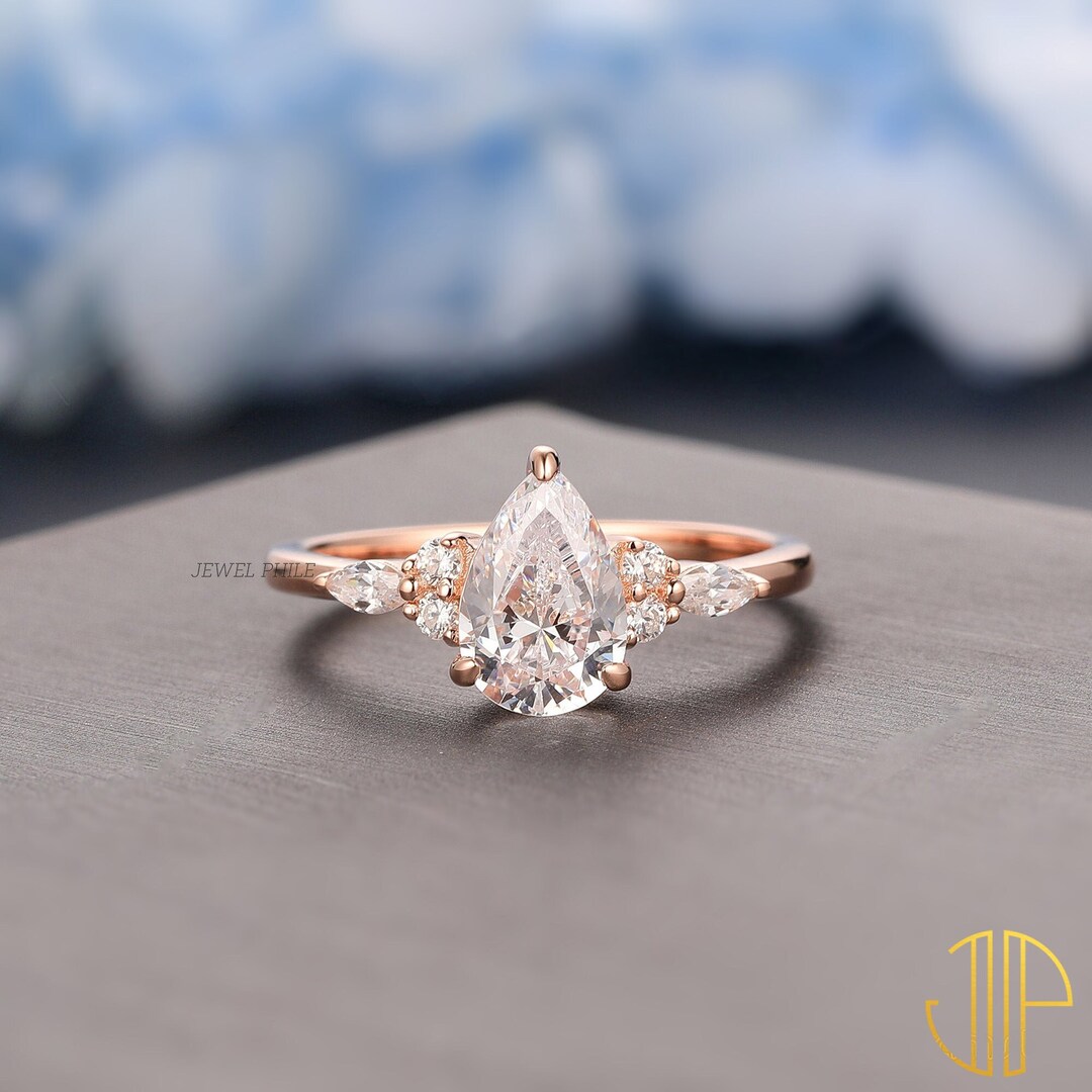 Pear Shaped Engagement Ring Pear Shaped Moissanite Ring 1.5 - Etsy
