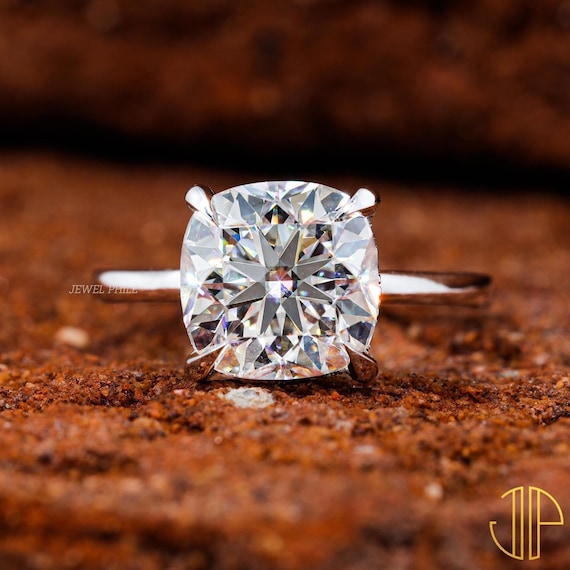 CT Cushion Cut Moissanite Engagement Ring Cushion Cut Hidden