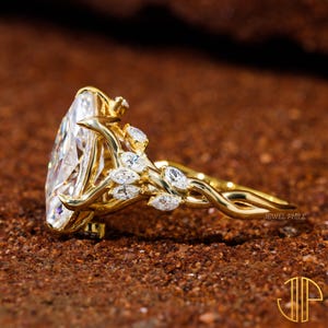 2.5 CT Marquise Cut Moissanite Engagement Ring Nature Inspired Promise Ring Twisted Band Celebrity Style Marquise Ring Wedding Ring For Her