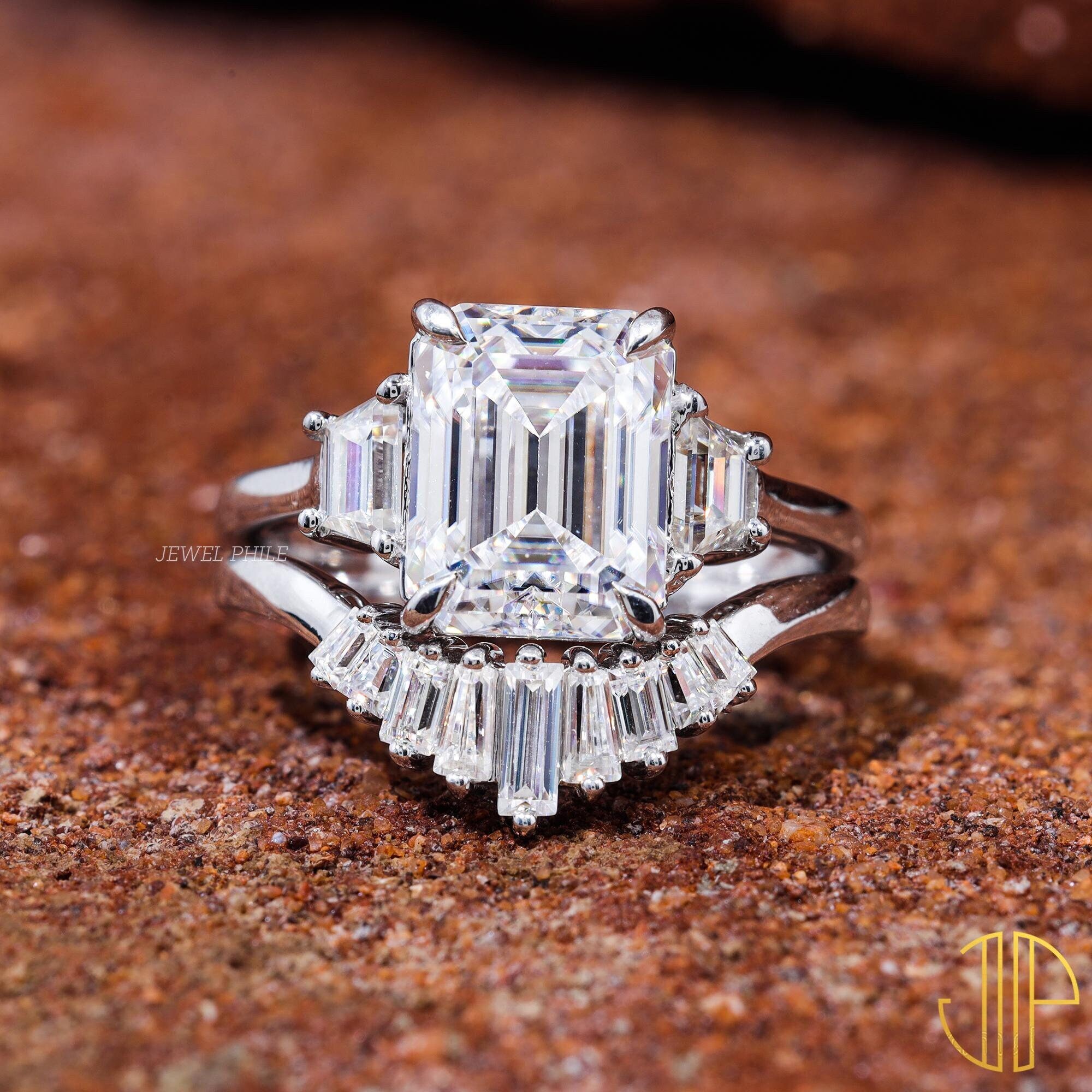 Emerald Cut Enhancer Wedding Band