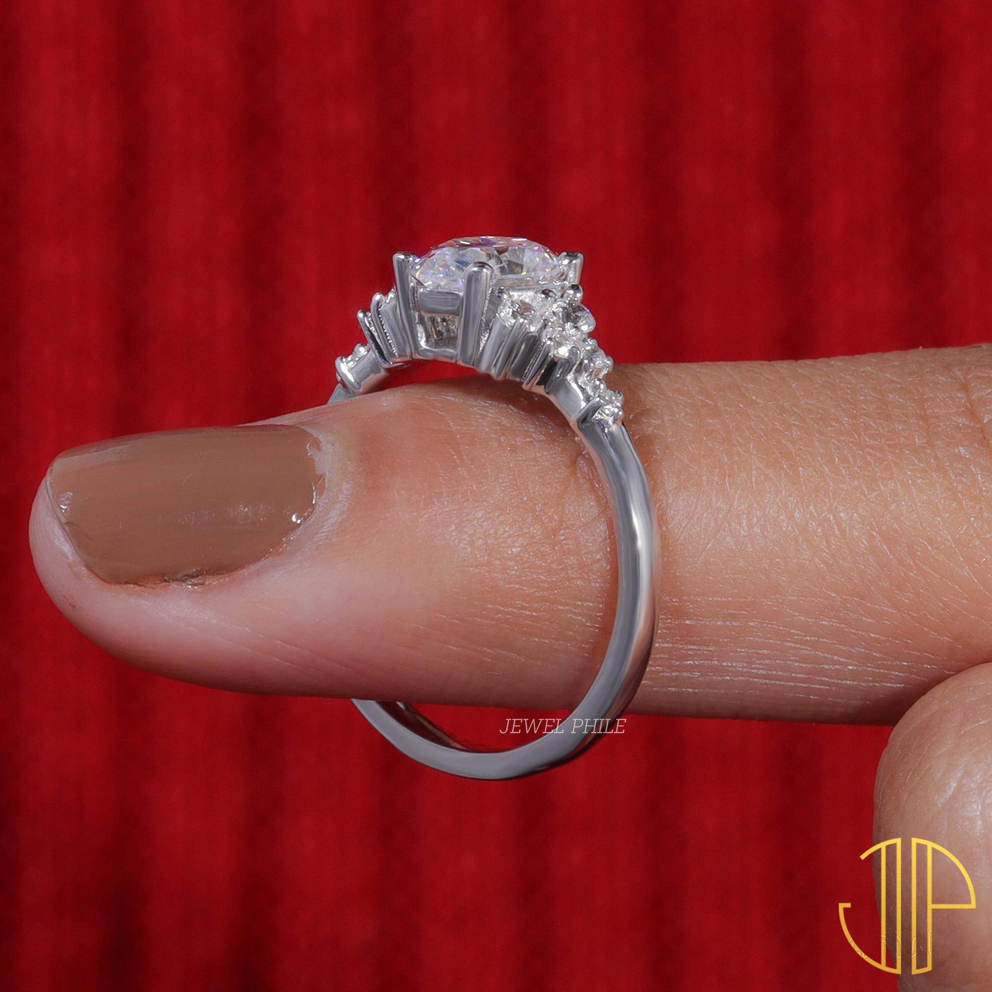1.25 CT Pear Shaped Moissanite Engagement Ring Solid White Gold