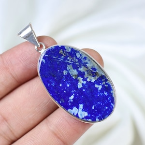 Blue Lapis Pendant, Sterling Silver Pendant, Lapis Jewelry, Lapis Gemstone Pendant, Lapis Lazuli Pendant, Handmade Pendant, Lapis Necklace