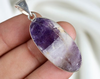 Amazing Chevron Amethyt Druzy Pendant, Silver Sterling Pendant, Bezel Pendant, Girls Pendant, Charm Necklace, Amethyst Druzy Stone Pendant