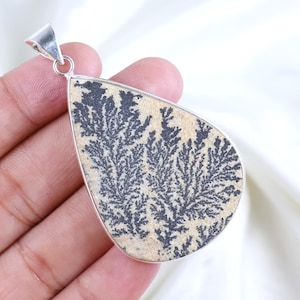 Natural Psilomelane Dendrite Pendant, Pear Shape Pendant, Psilomelane Pendant, Bezel Pendant, Handmade Jewelry, Psilomelane Dendrite Pendant