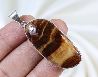 Natural Brown Aragonite Pendant: Sterling Silver Necklaces, Aragonite Gemstone Jewelry, Gifts For Her, Handmade Necklace For Women
