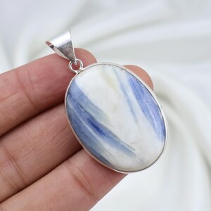 Natural Kyanite Gemstone Bezel Pendant, Sterling Silver Necklace Jewelry, Oval Shape Kyanite Pendant Gift For Him Birthday & Wedding