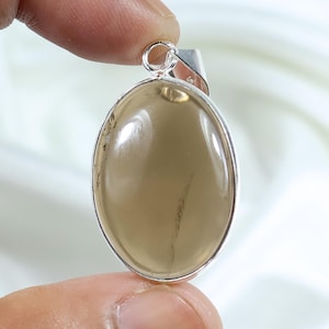 Smoky Quartz Pendant Sterling Silver Pendant Oval Smoky Quartz Gemstone Pendant Bezel Pendant Smoky Pendant Handmade Jewelry Girls Pendant