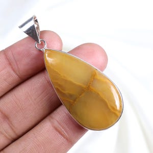 Yellow Jade Stone Pendant Pear Shape Sterling Silver Pendant Yellow Jade Pendant Jewelry Bezel Pendant Pear Yellow Jade Pendant Gift For Her