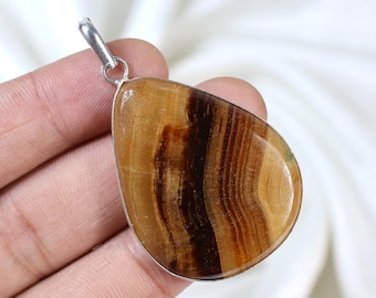 Colgante de aragonita amarilla, colgante de plata de ley, colgante de aragonita, joyería de aragonita en forma de pera, colgante hecho a mano.