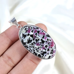 Ruby Zoisite Pendant Sterling Silver Pendant Natural Ruby In Zoisite Gemstone Pendant Bezel Pendant Ruby Zoisite Necklace Handmade Pendant