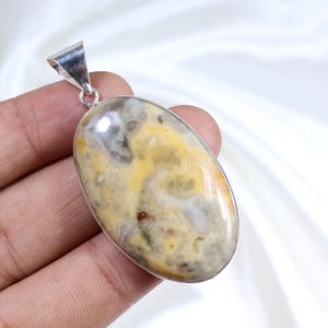 Gelb Crazy Lace Achat Anhänger, Sterling Silber Anhänger, Oval Anhänger Natürliche Crazy Lace Anhänger Lünette Anhänger, handgemachte Anhänger Schmuck