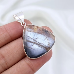 Natural Black Moonstone Pendant, Bezel Pendant, Pear Moonstone Pendant, Handmade Pendant, Moonstone Sunstone Pendant Crystal Jewelry Pendant