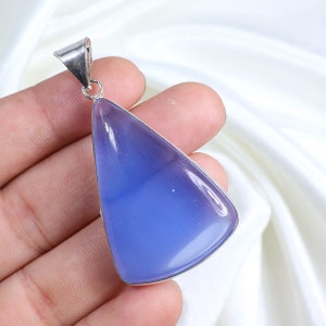 Pendentif calcédoine bleue pendentif en argent sterling pendentif en forme de poire pendentif délicat calcédoine naturelle pendentif en pierres précieuses pendentif en cristal cadeau