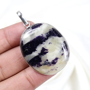Purple Fluorite Pendant Sterling Silver Pendant Oval Pendant Crystal Fluorite Gemstone Pendant Handmade Pendant Bezel Pendant Gift For Him