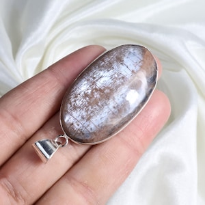Sunstone Moonstone Pendant Sterling Silver Pendant Flash Fire Sunstone Pendant Bezel Pendant Moonstone Sunstone Gemstone Pendant Necklace