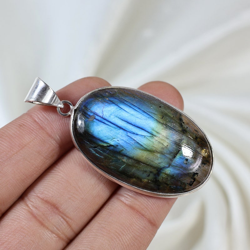 Handmade Natural Gemstone Bezel Pendent 02