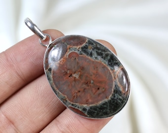 Peanut Obsidian Pendant Sterling Silver Pendant Oval Pendant Oval Peanut Obsidian Gemstone Pendant Peanut Obsidian Jewelry Bezel Pendant