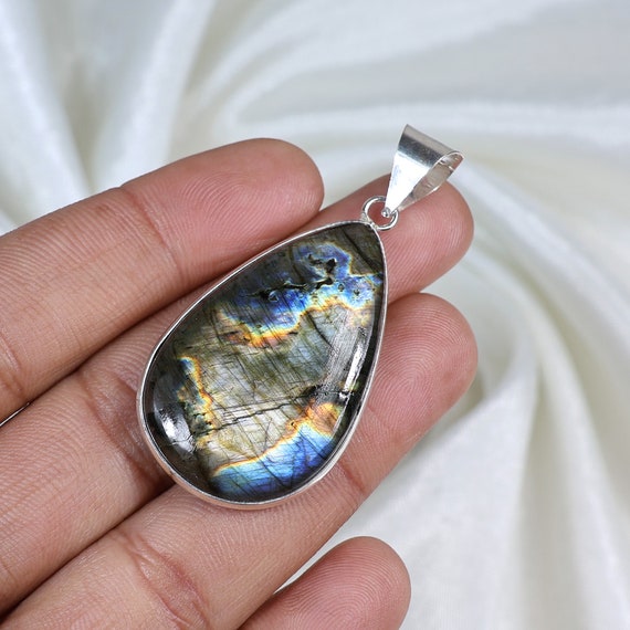 Splendid Spectrolite Labradorite Pendant Pear Shape Pendant Silver Pendant Jewelry Loop Necklace Spectrolite Pendant Anniversary Gifts Etsy