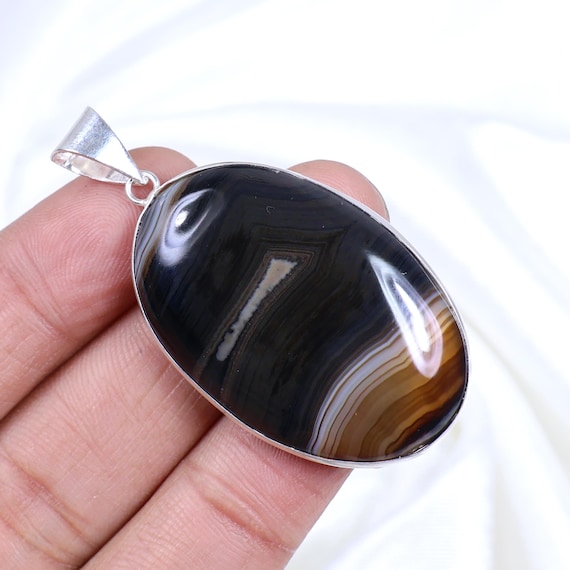 Sulemani Hakik Agate Pendant Sterling Silver Pendant Oval Shape