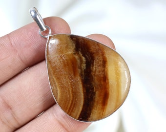 Colgante de aragonito amarillo, colgante de plata de ley, colgante en forma de pera, colgante de piedra preciosa de aragonito, joyería de aragonito, collar de aragonito, regalo