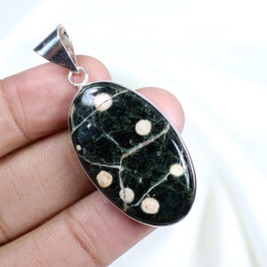 Natural Ocean Jasper Gemstone Pendant, Sterling Silver Pendant, Oval Shape Green Ocean Jasper Pendant, Ocean Jasper Jewelry, Wedding Gift