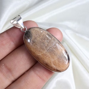 Sunstone Pendant Sterling Silver Pendant Sunstone Moonstone Pendant Peach Sunstone Gemstone Pendant Bezel Pendant Oval Moonstone Jewelry