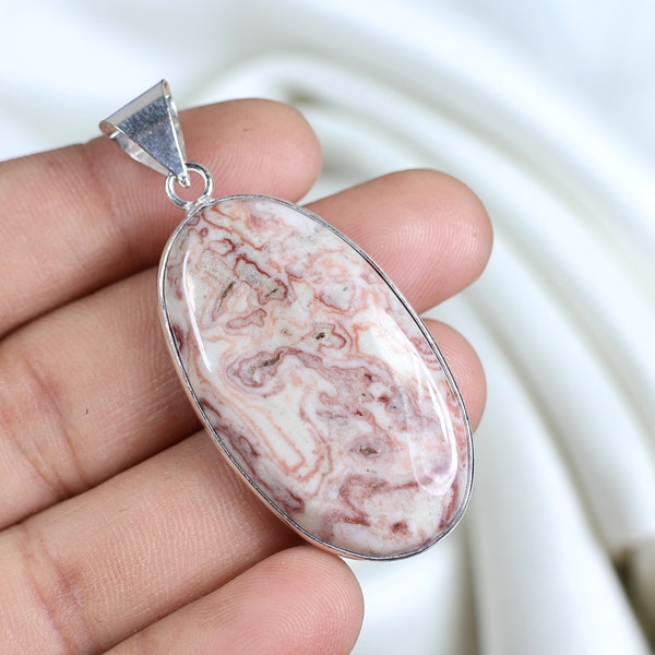 Pink Rosarita Pendant, Crystal Rosarita Stone Necklace, Bezel Pendant, Silver Sterling Necklace, Charm Pendant, AAA Oval Rosarita Necklace