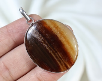 Aragonite Pendant, Sterling Silver Pendant, Bails Pendant, Oval Aragonite Jasper Pendant, Bezel Pendant, Natural Aragonite Gemstone Pendant