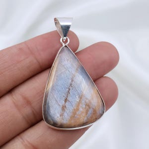 Black Moonstone Pendant, Sterling Silver Pendant, Pear Bezel Pendant, Black Sunstone Pendant, Sunstone Moonstone Necklace, Gemstone Pendant