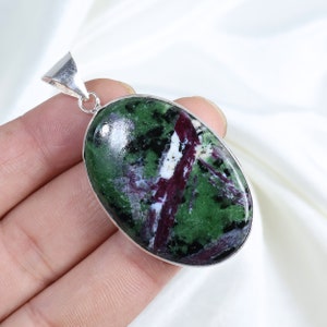 Ruby In Zoisite Pendant Sterling Silver Pendant Natural Ruby Zoisite Gemstone Pendant Bails Pendant Bezel Pendant Ruby Zoisite Jewelry Gift