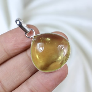 Yellow Lemon Quartz Pendant, Sterling Silver Pendant Bezel Pendant Lemon Quartz Gemstone Pendant Lemon Quartz Jewelry Handmade Pendant Gift