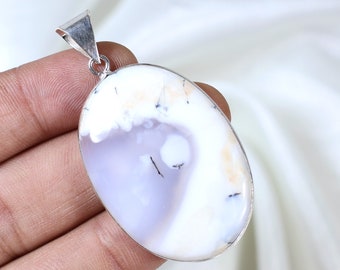 Dendrite Opal Pendant, Sterling Silver Pendant, Dendrite Pendant Dendritic Pendant Bezel Pendant Dendrite Jewelry Dendrite Gemstone Pendant
