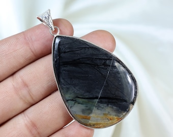 Pear Picasso Jasper Pendant: Sterling Silver Gemstone Jewelry