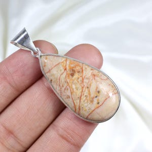 Spider Web Jasper Pendant, Sterling Silver Pendant, Pear Shape Pendant, Bezel Pendant, Spider Jasper Pendant, Handmade Pendant, Gift For Her