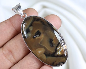 Naural Honey Dendrite Pendant, Oval Shape Pendant, Honey Dendrite Agate Pendant, Dendrite Gemstone Pendant, Crystal Pendant, Wedding Gifts