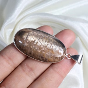 Peach Sunstone Pendant Sterling Silver Pendant Oval Pendant Flash Sunstone Gemstone Pendant Bezel Pendant Sunstone Jewelry Sunstone Necklace