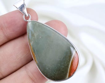 Polychrome Jasper Gemstone Pendant Sterling Silver Pendant Pear Shape Polychrome Jasper Pendant Handmade Pendant Women Necklace Gift For Her