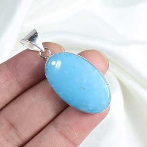 Blue Hemimorphite Gemstone Pendant, Bezel Pendant, Sterling Silver Pendant, Bezel Jewelry, Blue Hemimorphite Pendant, Hemimorphite Jewelry