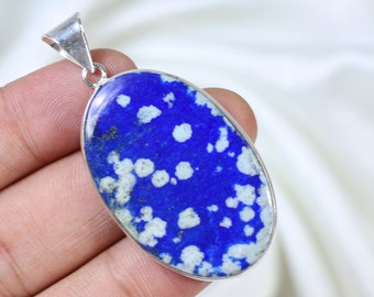 Lapis Pendant Sterling Silver Pendant Natural Lapis Lazuli Pendant Blue Lapis Gemstone Pendant Lapis Lazuli Pendant Oval Lapis Bezel Pendant