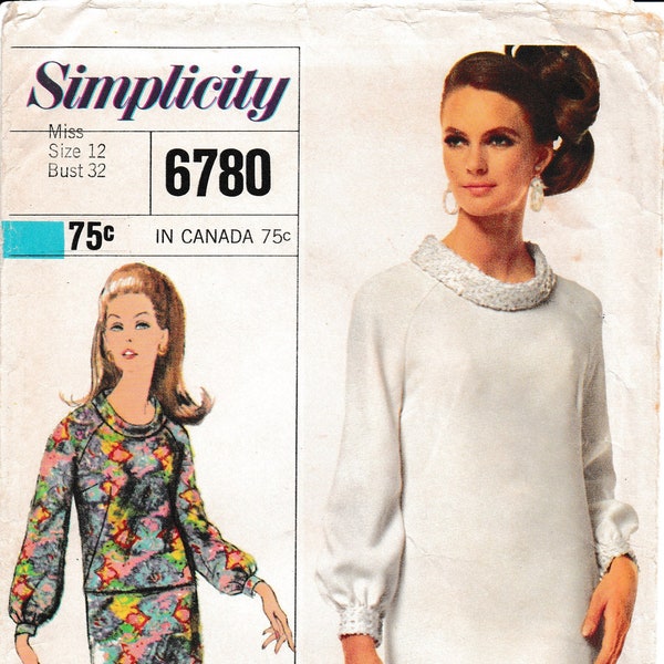 Simplicity 6780 – Misses’ dress or skirt & top – Size 12 –  Bust 32 – FF – Vintage 1960s