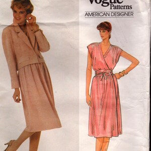 May include: A vintage sewing pattern for a dress and jacket by Adele Simpson. The pattern is from Vogue Patterns, American Designer, and the pattern number is 2920.
