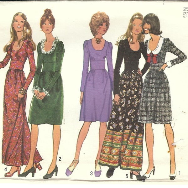 Simplicity 5180 – Misses’ Dress / Maxi-dress – Size 12 – Bust 34 – Vintage 1970s - UNCUT