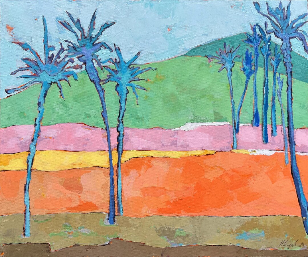 Large Palm Tree Hawaii Original Painting Abstract Tropical American ...