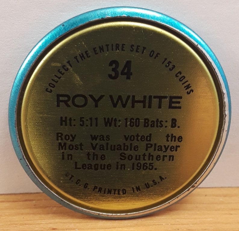 Vintage 1971 Topps Baseball Coin Roy White New York Yankees Free Shipping!!