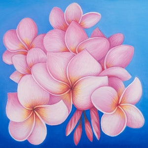 High quality giclee printed reproduction (8&quot; x 10&quot; or 5&quot; x 7&quot; with mats) &quot;Plumeria Bouquet&quot;
